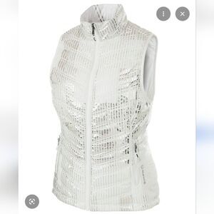 Sunice Maci Metallic Silver Reversible Packable Puffer Golf Vest